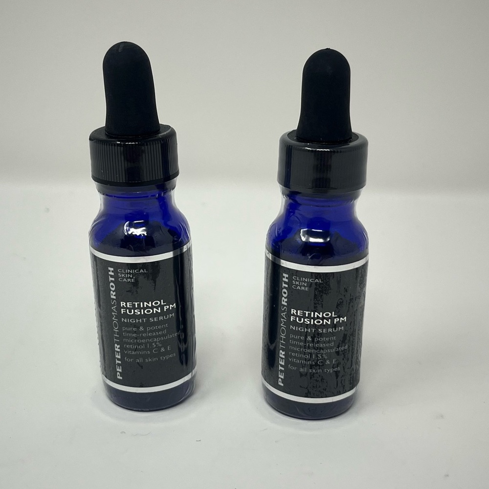 2 x Peter Thomas Roth Retinol Fusion PM Night Serum 0.4oz Travel Size NEW Sealed